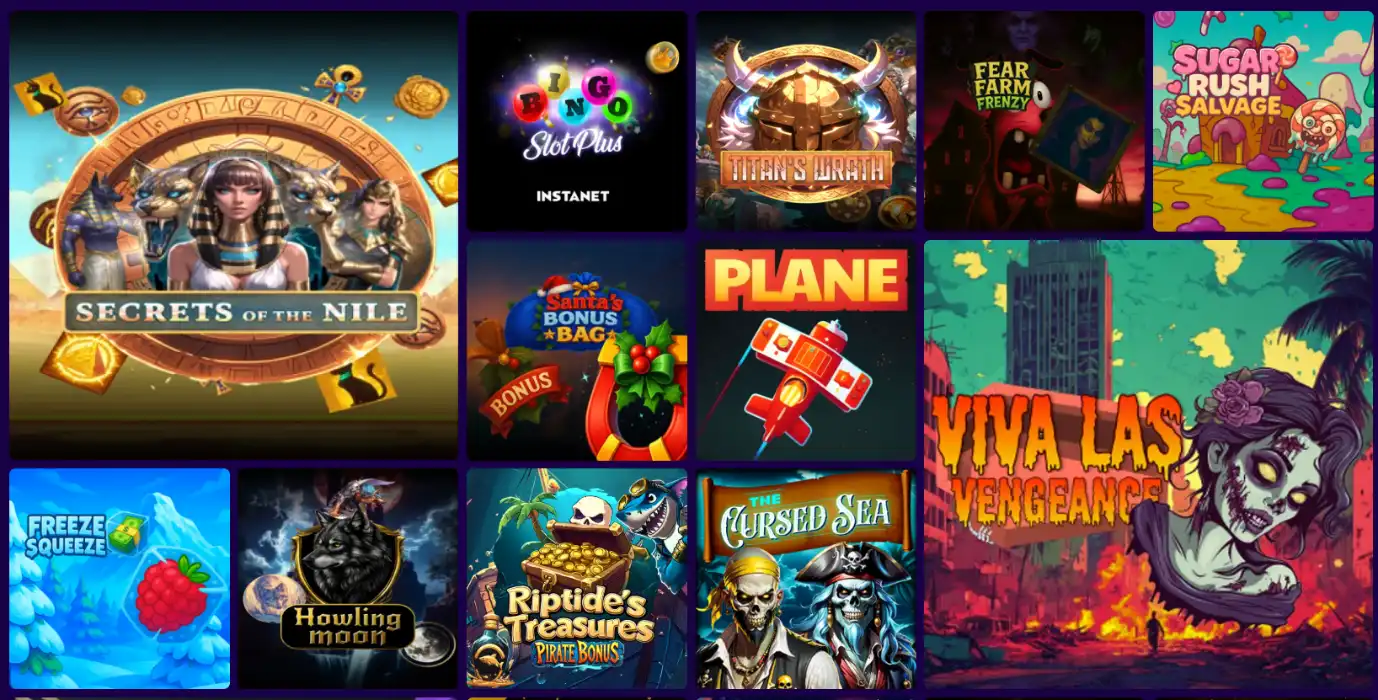 Paradise8 Casino Lobby de Tragamonedas Paradise8 Casino selección de tragamonedas con Secrets of the Nile, Titan's Wrath y otros slots